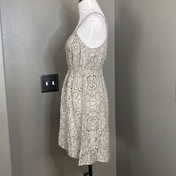 Anthropologie Starry Night black and cream Floral Paisley Print Mini Dress - Picture 3 of 8